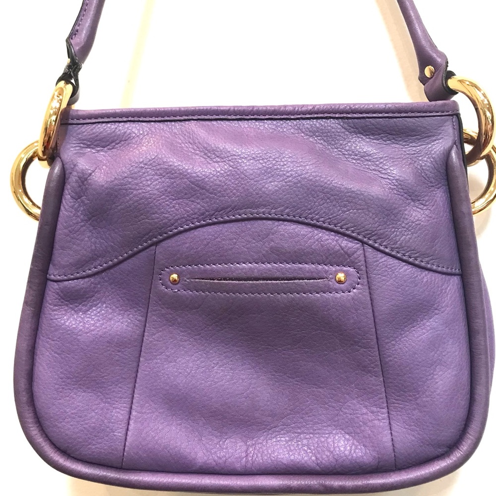 B. Makowsky Purple Gold Chunky Hardware Leather Crossbody - Picture 2 of 16